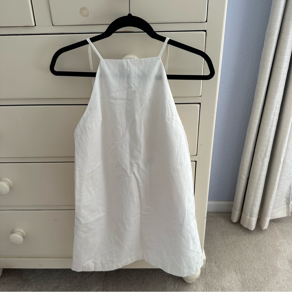 Zara White Linen Blend Mini Dress
